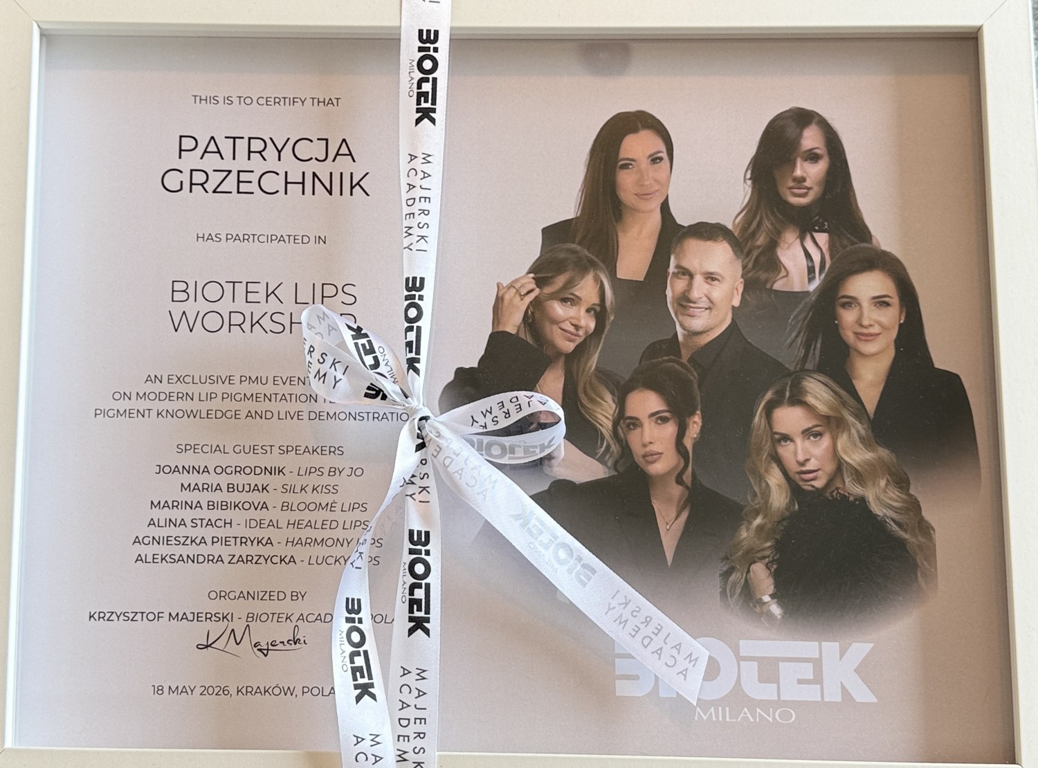 Certyfikat Biotek Milano - Biotek Lips Workshop, Kraków 2026